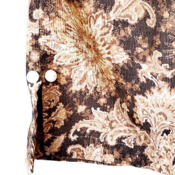 ANN Taylor Casual Summer Brown Floral Retro Women's Capri Corduroy Pant. Size 12 - Picture 4 of 8